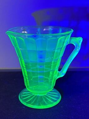 Vintage Uranium Glass Footed Creamer by Anchor Hocking